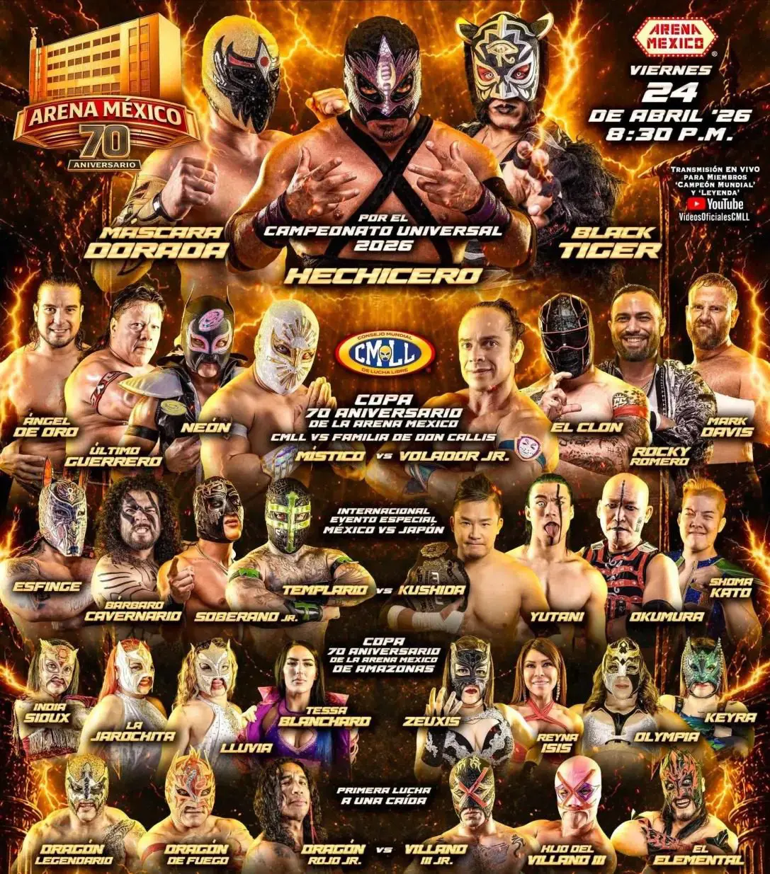 Full Card for CMLL Viernes Espectacular (April 24th, 2026)