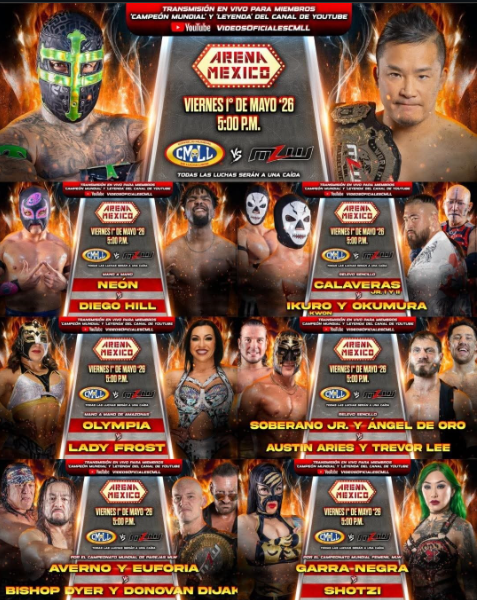 Full Card for Viernes Espectacular: CMLL vs MLW (May 1st, 2026)