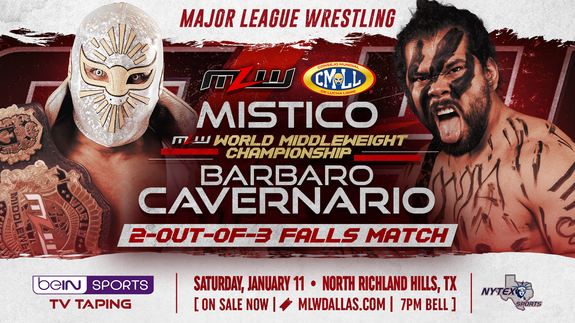 Mistico vs. Bárbaro Cavernario title fight in Dallas January 11